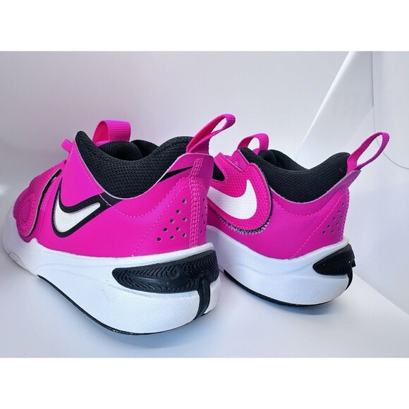 Nike Girls Basketball Shoes Pink/black/white Size 4Y Adjustable hook and loop - Picture 4 of 9